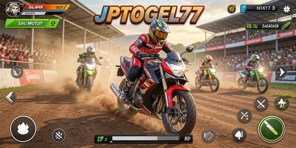 Tampilan gameplay seru dalam balapan motor JPTOGEL77.