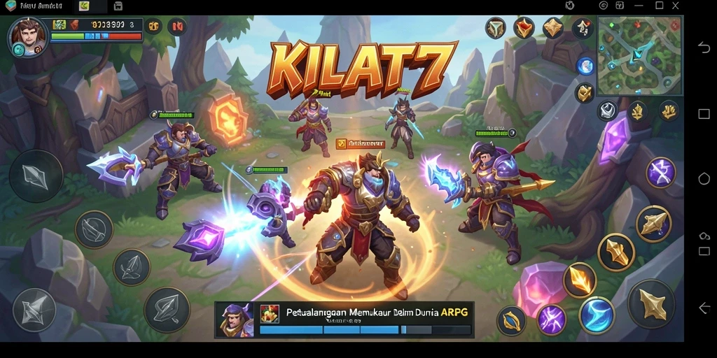 Tampilan gameplay KILAT77 dengan pertempuran epik dan grafik menawan.