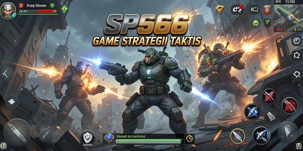Screenshot gameplay SP666 menunjukkan pertempuran strategi yang intens.